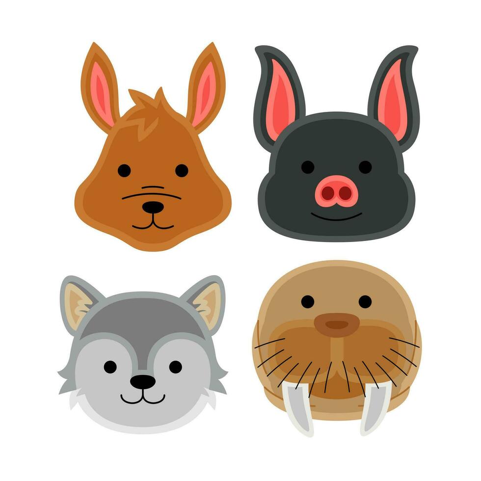 cute animal faces vector illustration