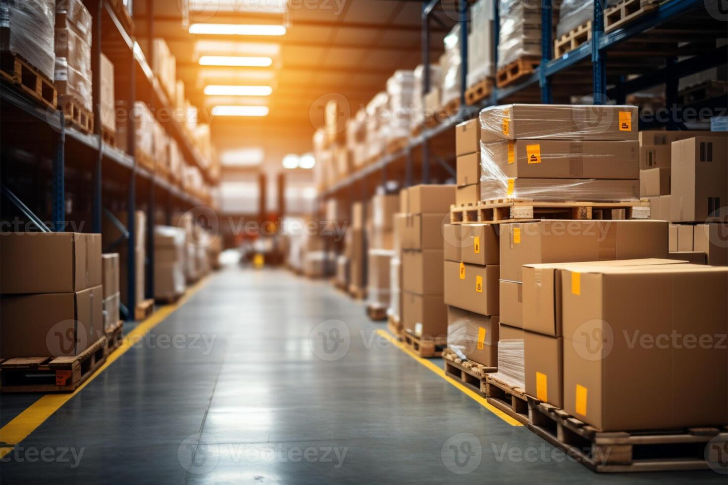 AI generated warehouse goods in cartons factory storage Shipping 
