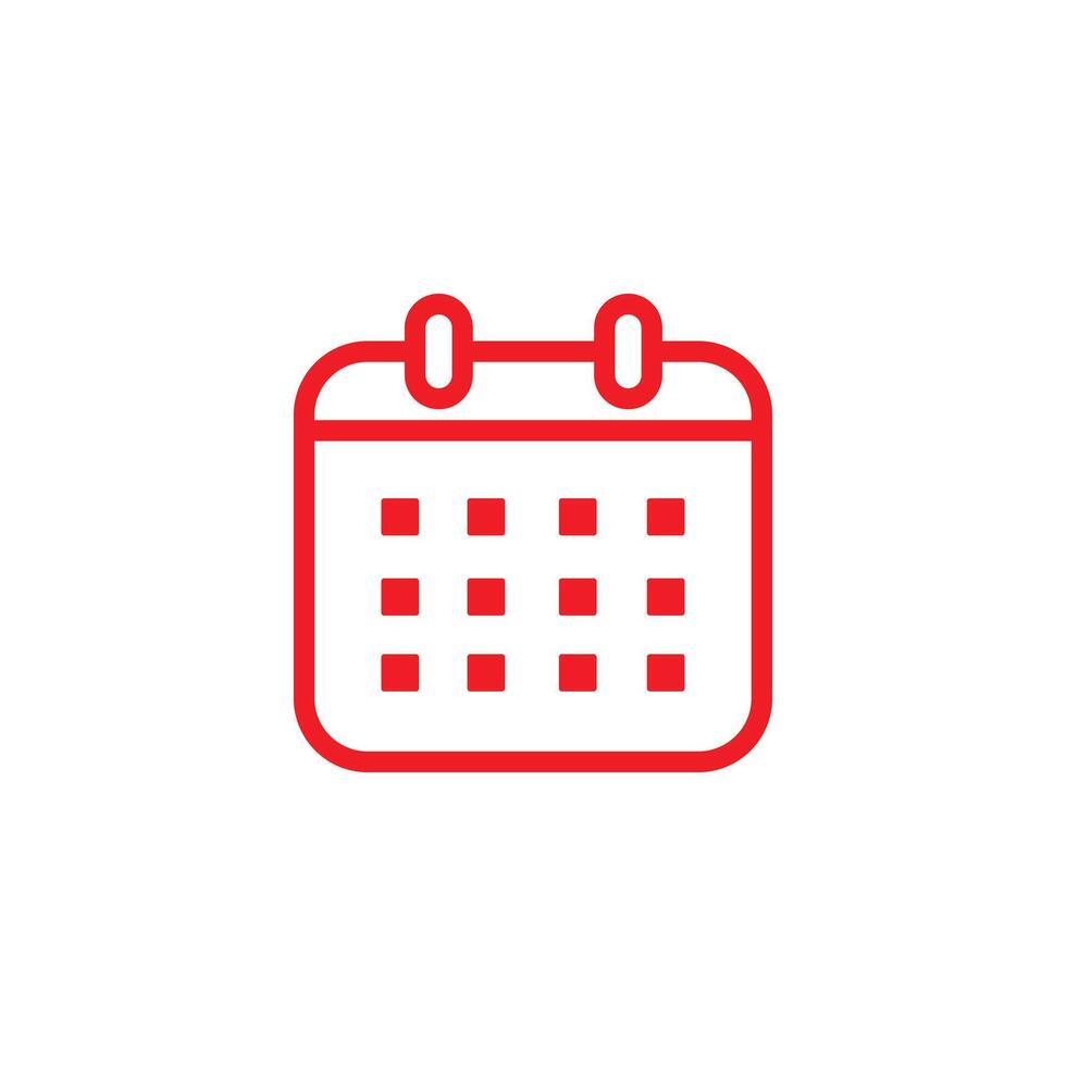 eps10 red Calendar line art icon, Flat design style. vector calendar icon illustration isolated on White background, calendar icons graphic design vector outline symbols.