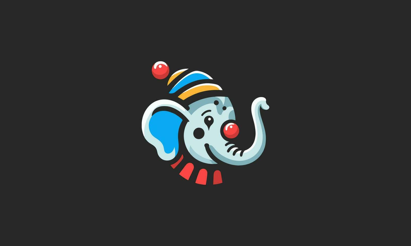 cabeza elefante payaso vector mascota diseño