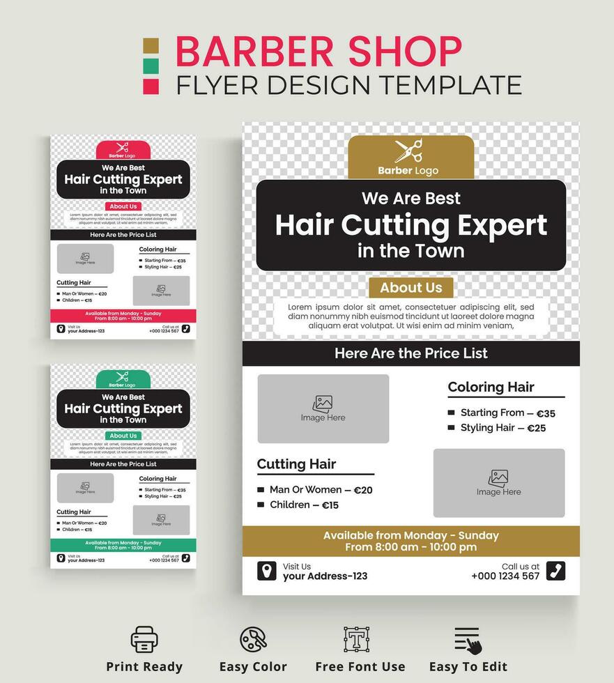 Barber Shop Flyer Design Template vector