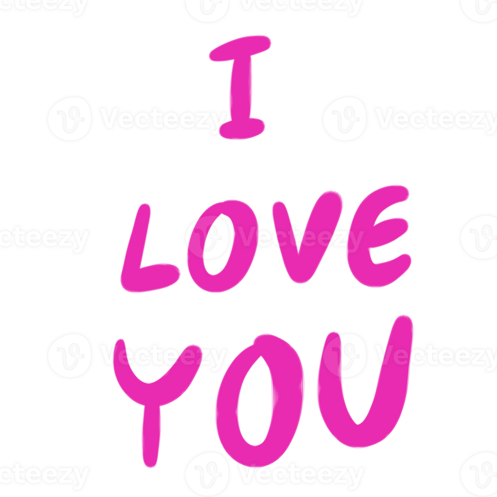 The pink I love you png image for love or Valentine's Day concept.