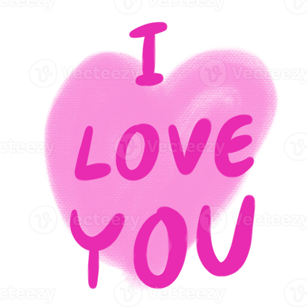 The pink I love you png image for love or Valentine's Day concept.