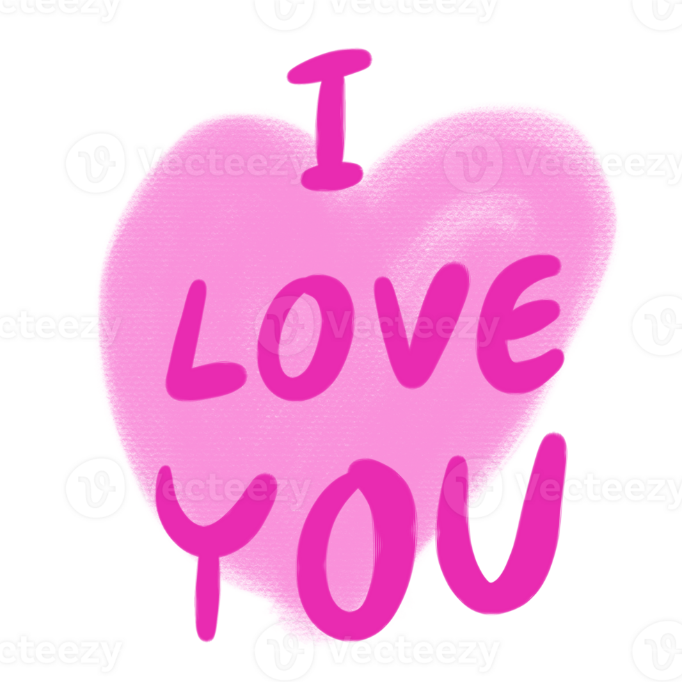 The pink I love you png image for love or Valentine's Day concept.