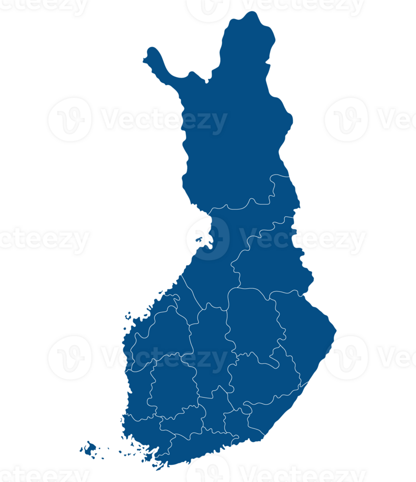 Map of Finland. Finland provinces map in blue color png