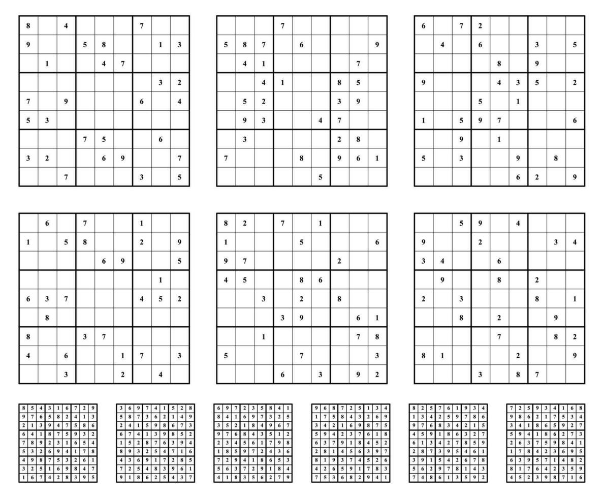 Sudoku game set  with answers. vector