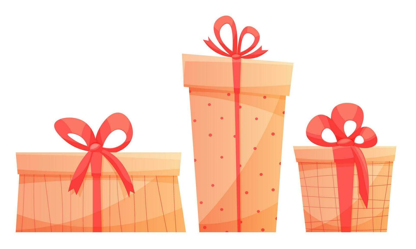 Vector image of gifts in pink delicate color, for Valentine's Day, birthday. Gift, surprise boxes of different sizes and shapes on a white background