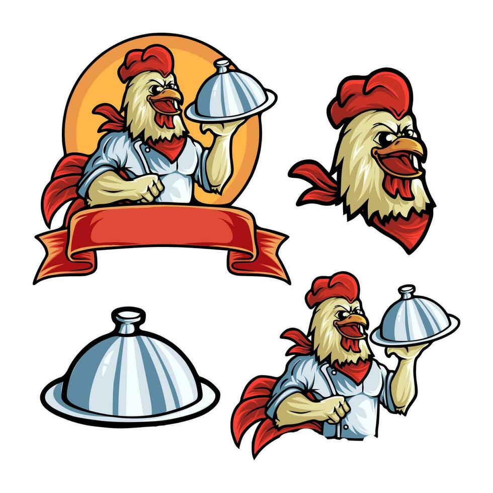 CHICKEN CHEF MASCOT vector