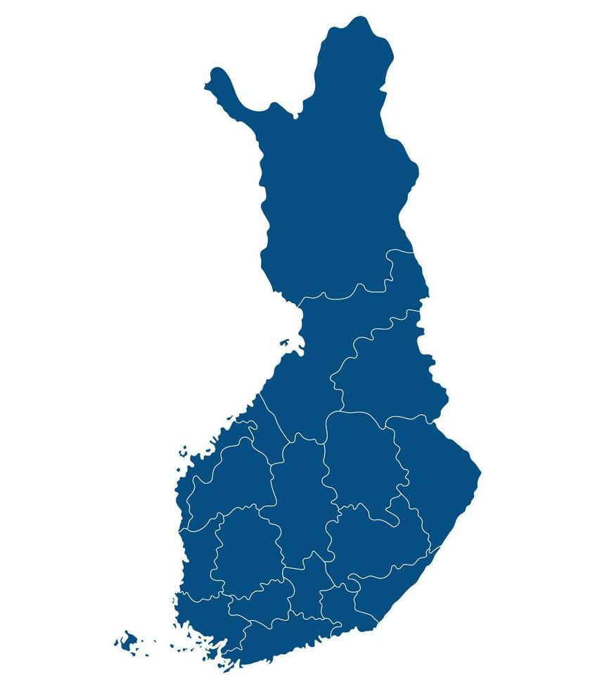 Map of Finland. Finland provinces map in blue color vector