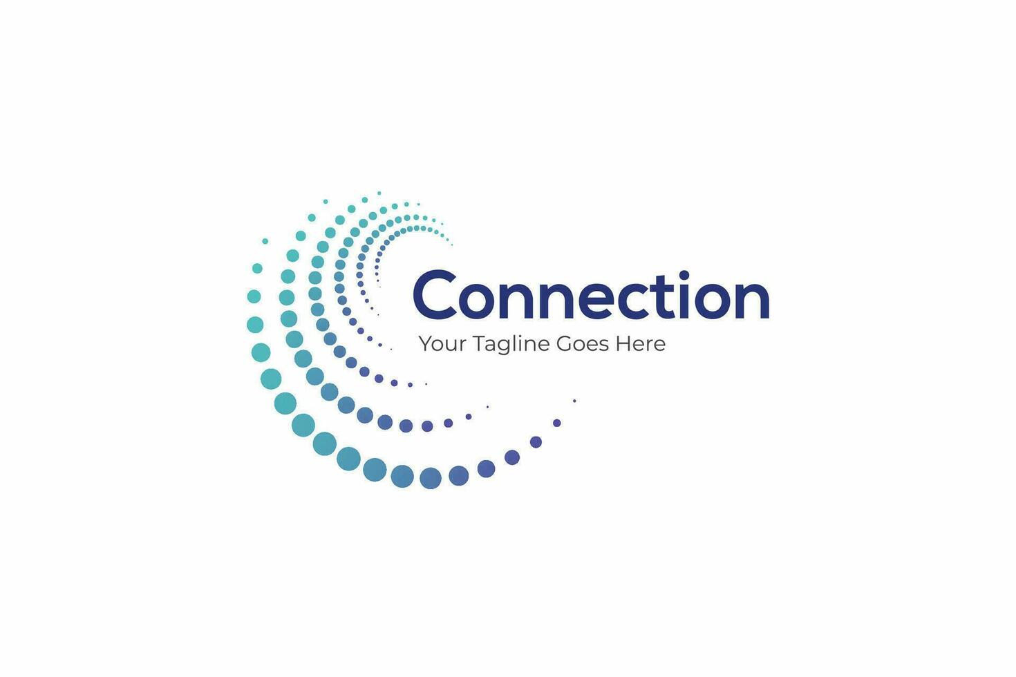 Connection Logo Modern Business Global Technology Network Internet Company Website with Abstract Shape Twirl Halftone Concept vector