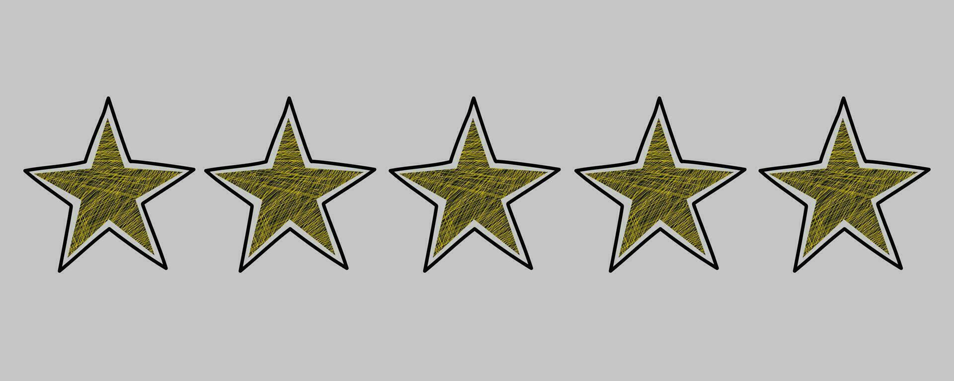 Five star feedback doodle. Sketch grunge style. Isolated vector illustration