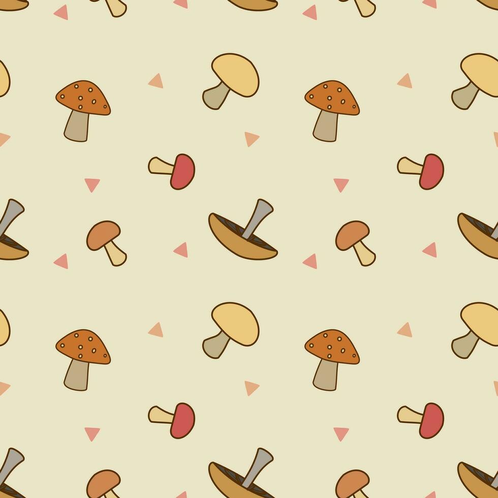 Mushroom collections seamless pattern for textile printing or gift paper. vector