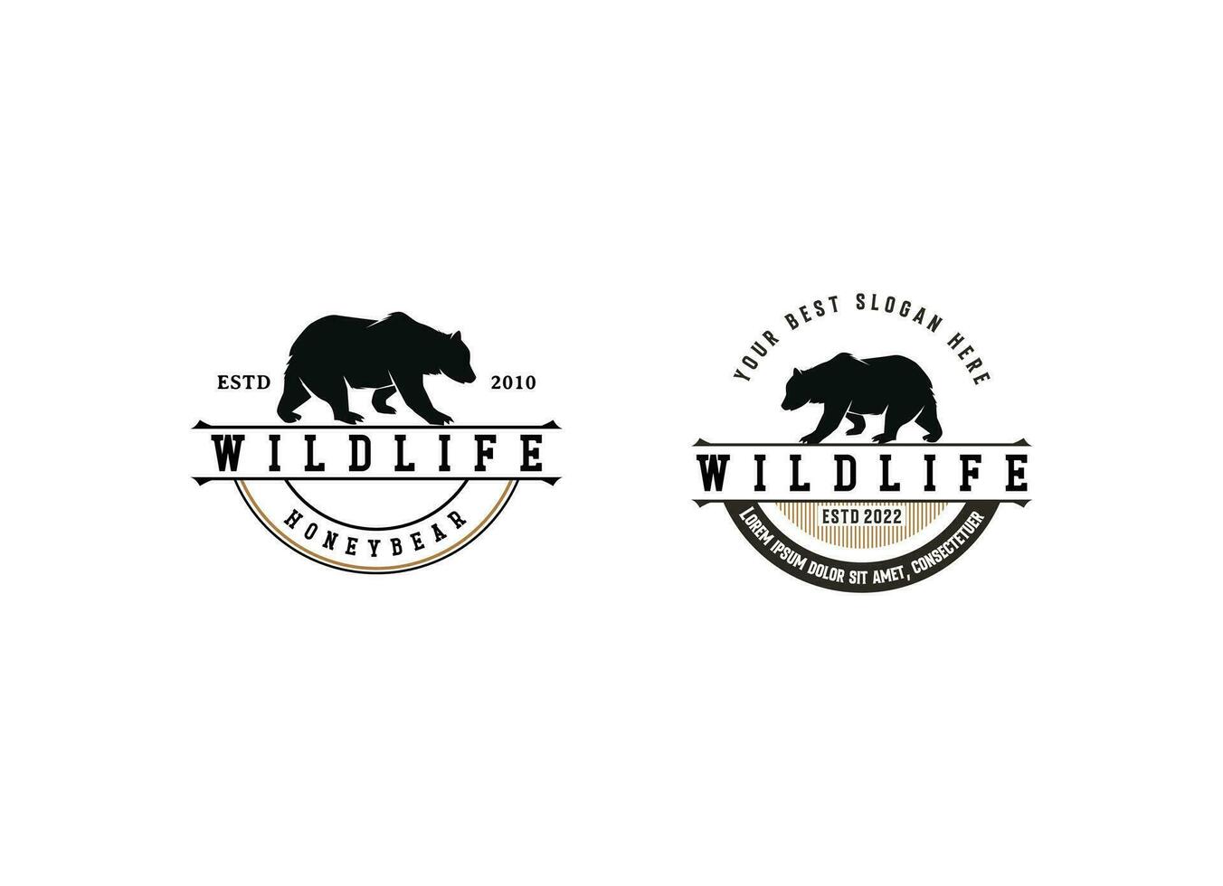 Vintage wildlife of bear logo. Bear hunting logo design vector
