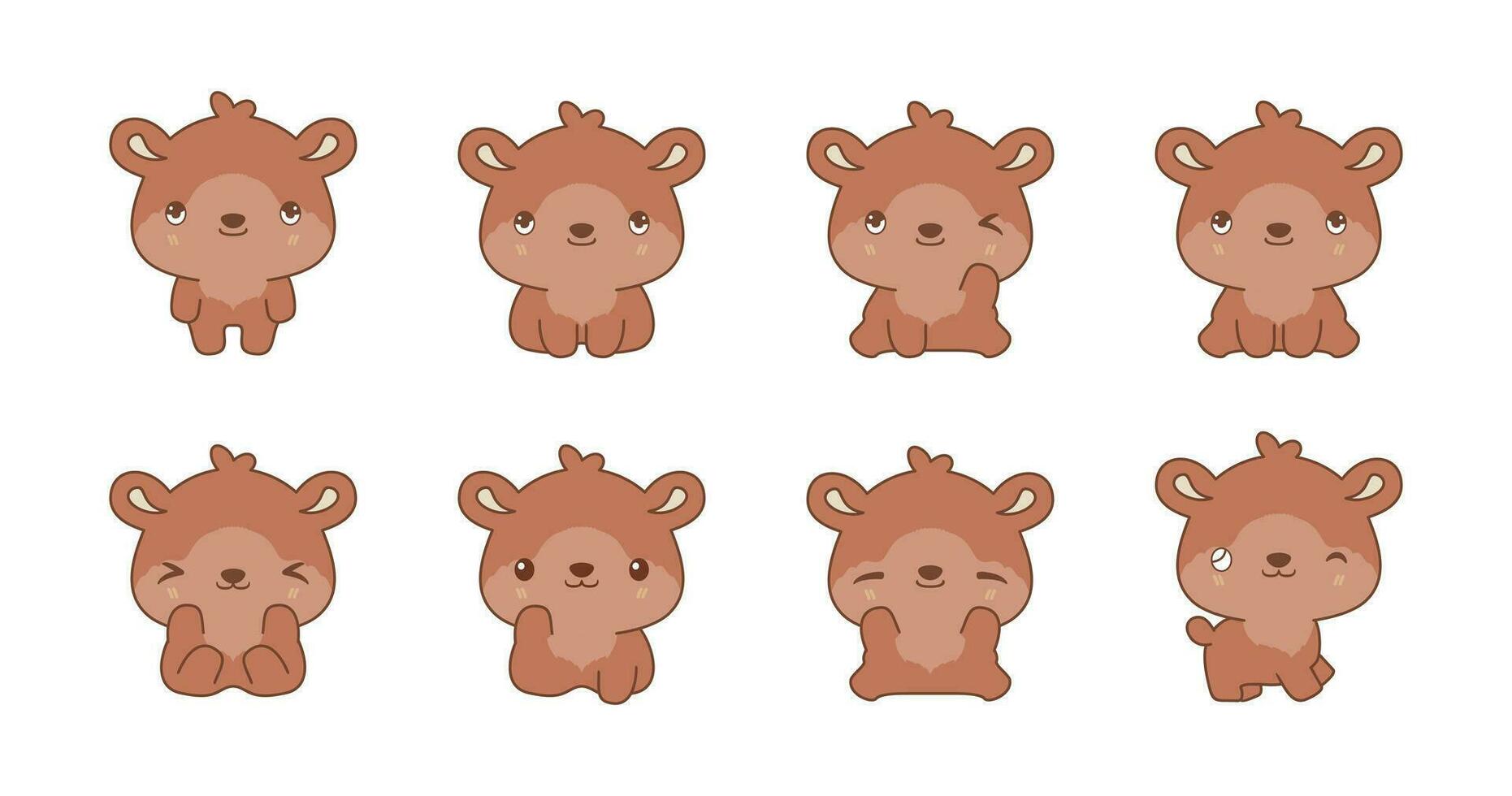 Set of kawaii teddy bear illustration collection vector