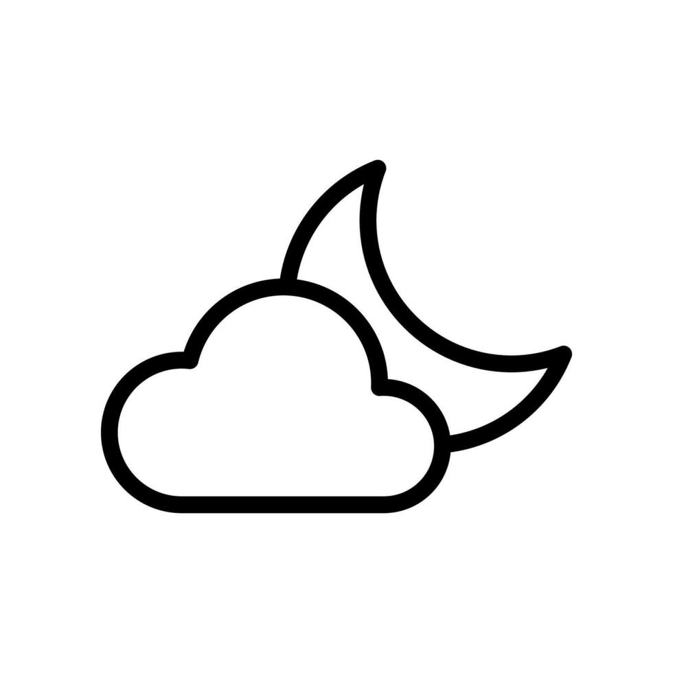 Cloud and half or crescent moon, climate, weather icon in line style