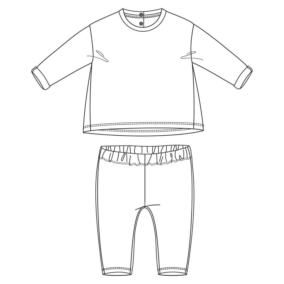 t camisa tapas con pantalones vector ilustración modelo para niños. vestir vestir diseño burlarse de arriba para bebé muchachas