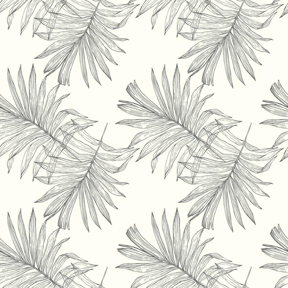 Tropical palm leaves seamless vector illustration pattern background. Design for use all over fabric print wrapping paper and others.