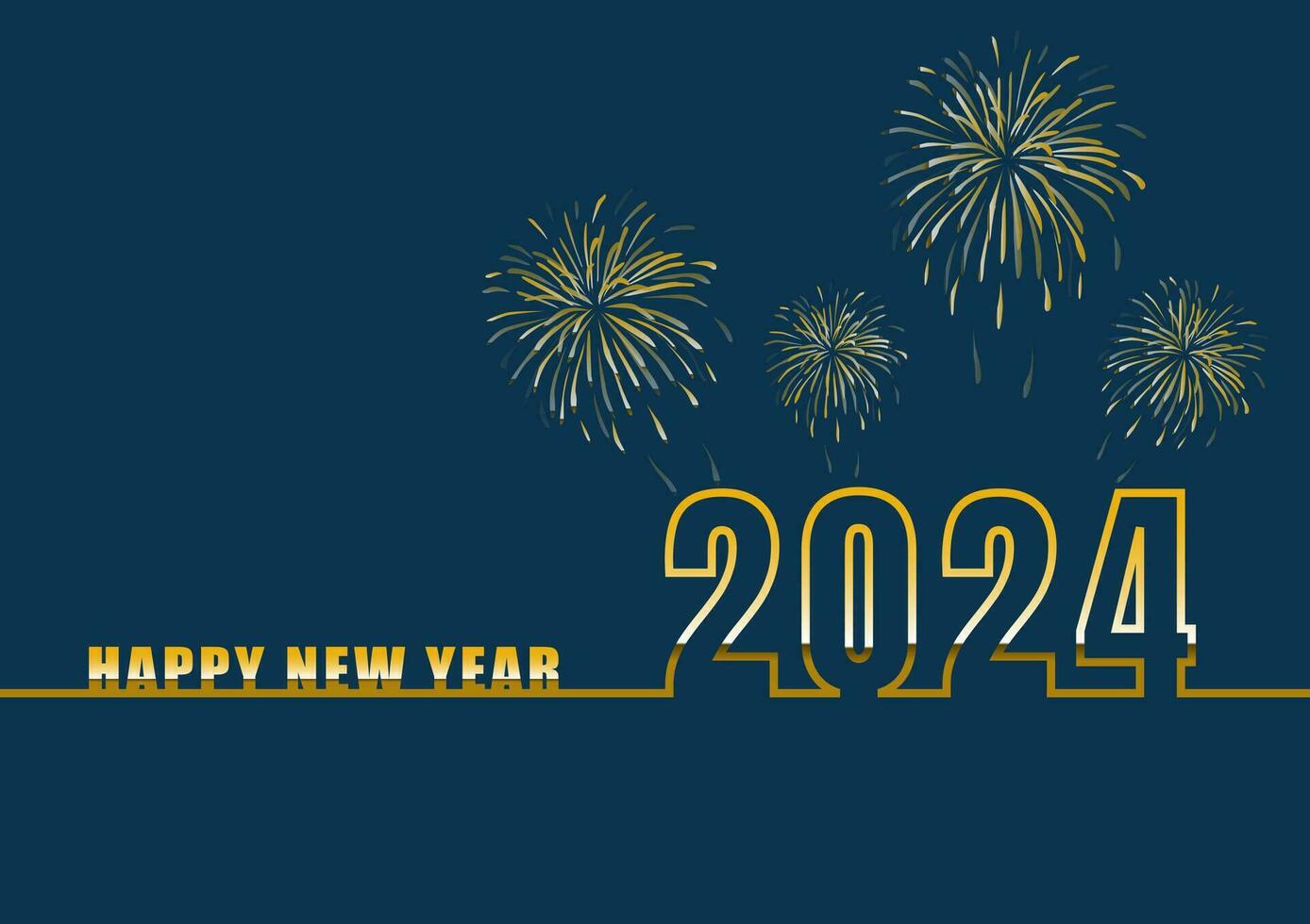 Happy new year 2024 with fireworks vector