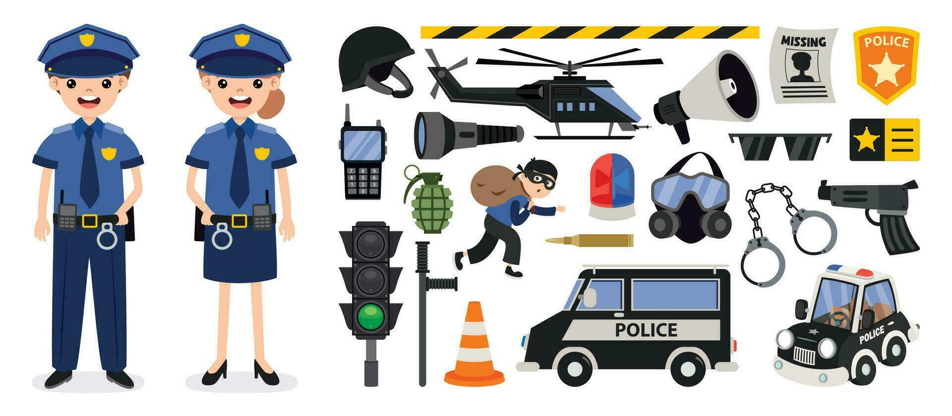 Set Of Various Police Elements vector