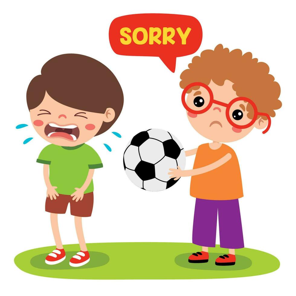 Cartoon Little Kid Saying Sorry vector