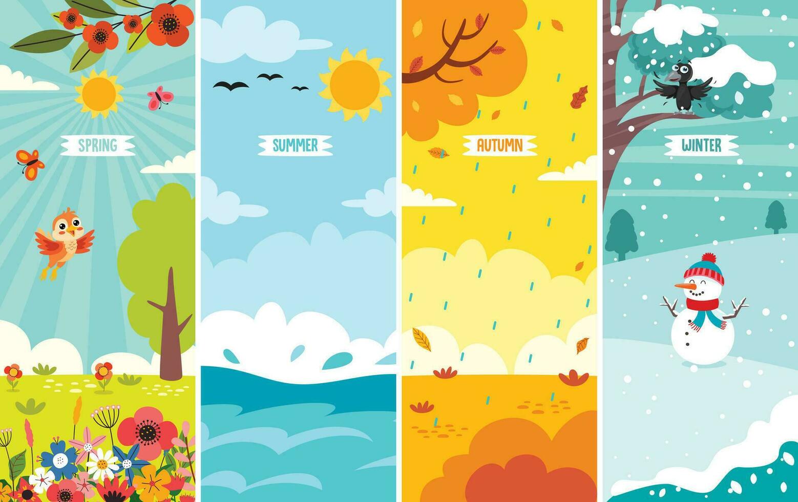 Vector Drawing Of Four Seasons