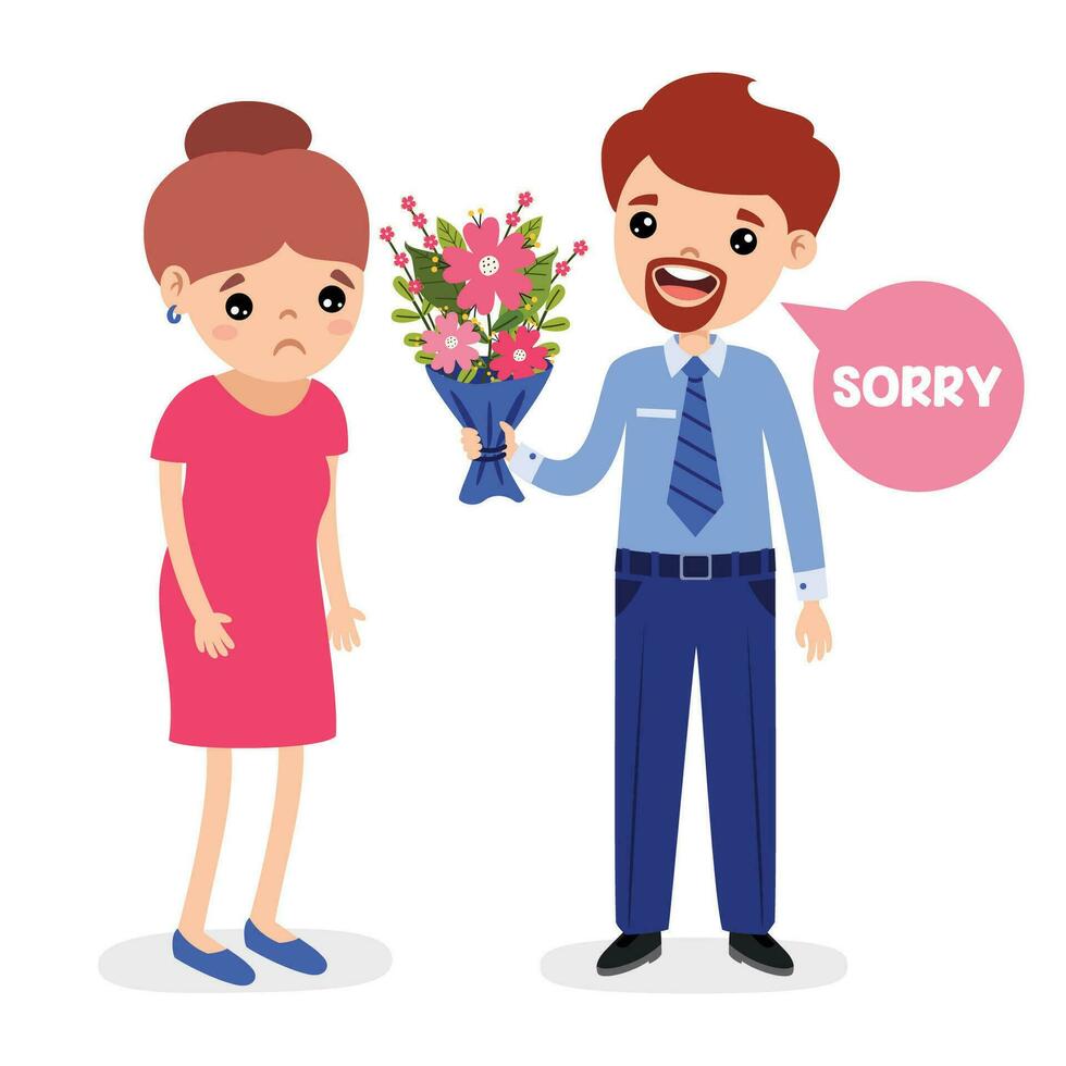 Man Saying Sorry To Woman vector