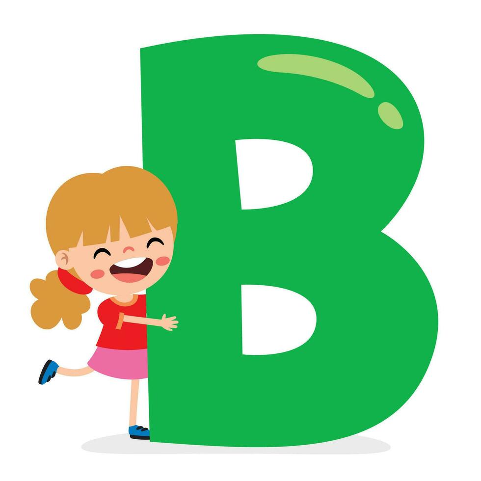 dibujos animados niño posando con alfabeto letra vector