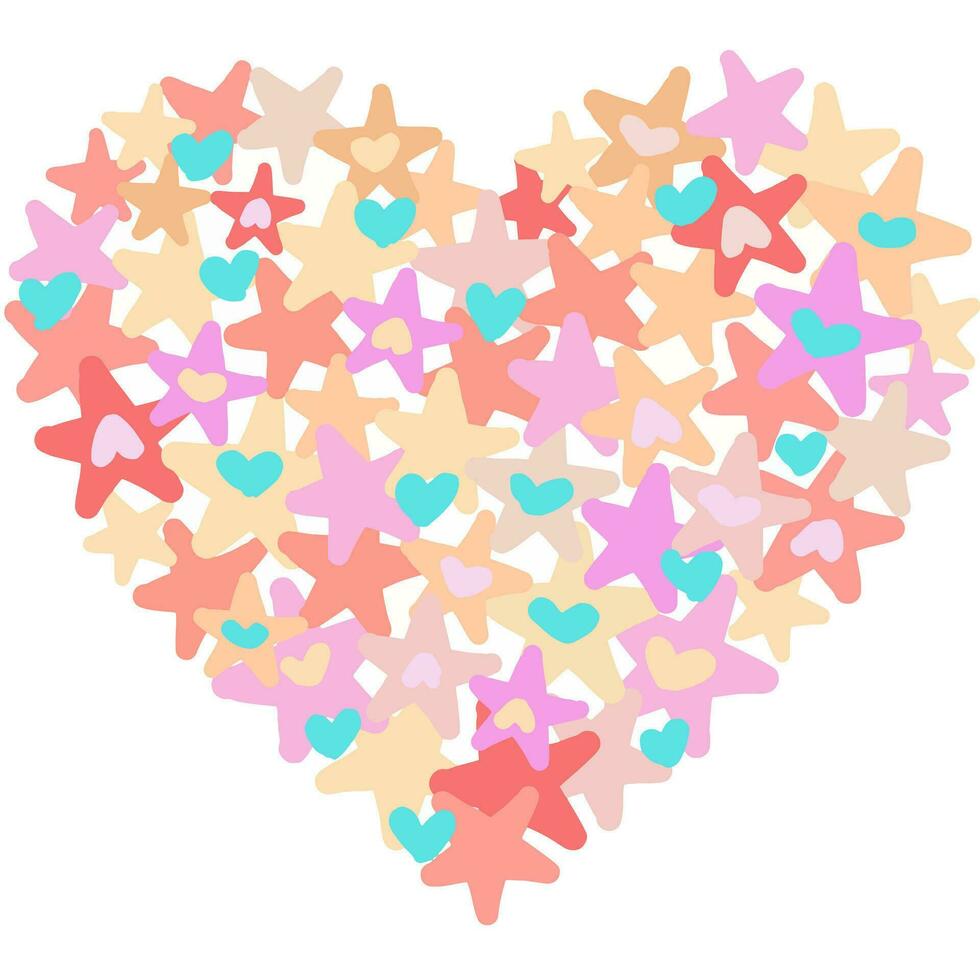 pastel star, heart shape on white background vector