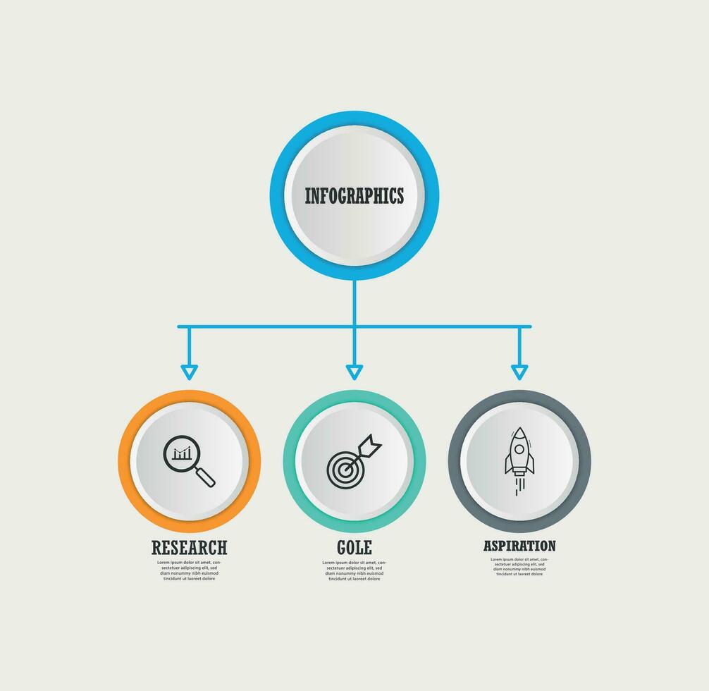 Business infographics. Timeline with 3 steps, options. Vector template.