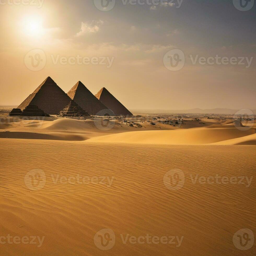 ai generado playa de hora explorador de egipto majestuoso pirámides foto