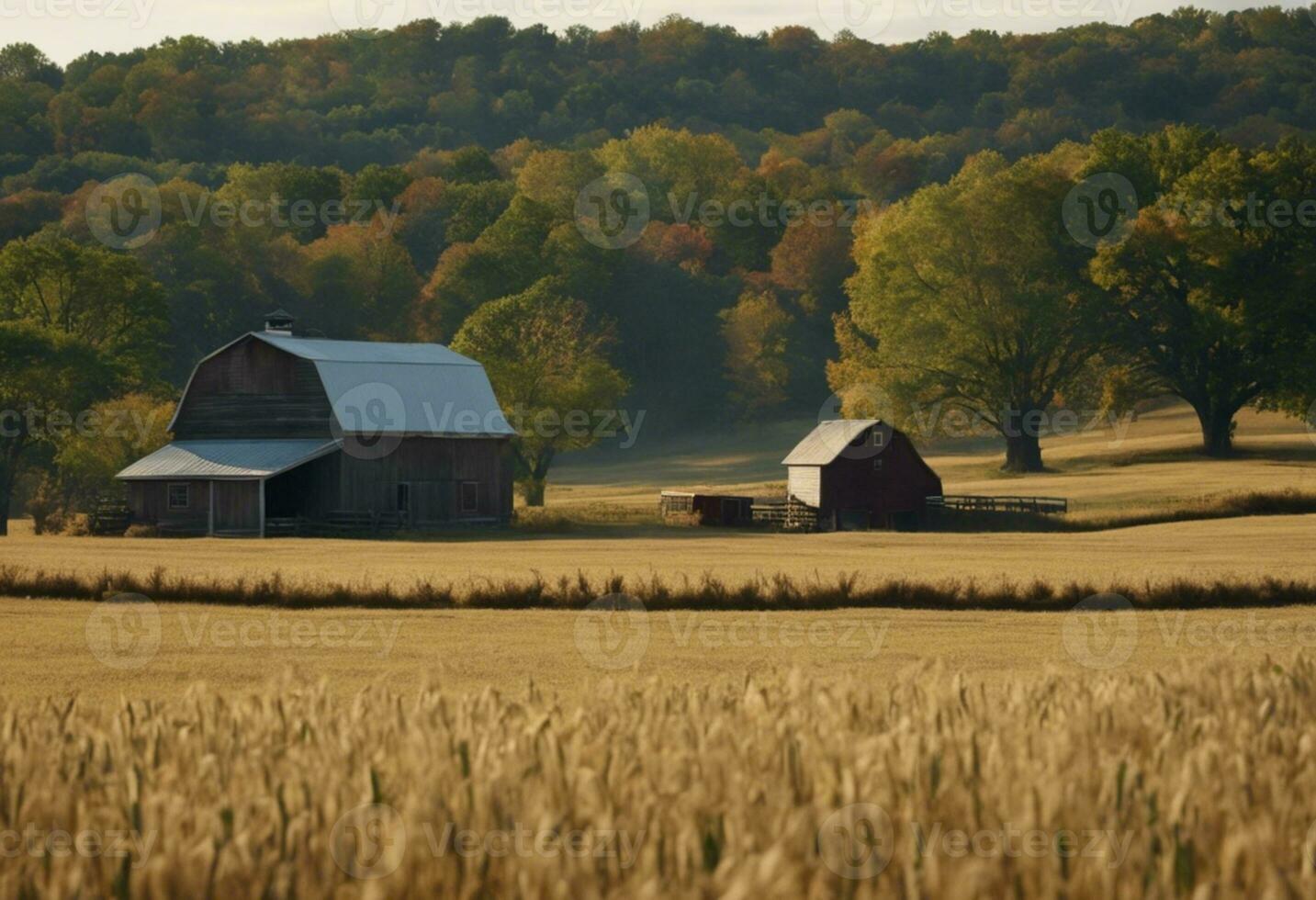 ai generado armonía en el americano granja capturar el espíritu de rural vida foto