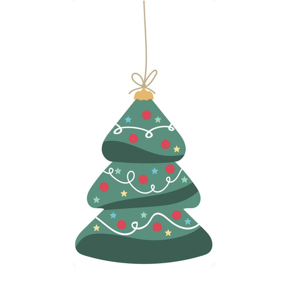 Christmas or New Year decoration with Christmas tree. Vector illustration