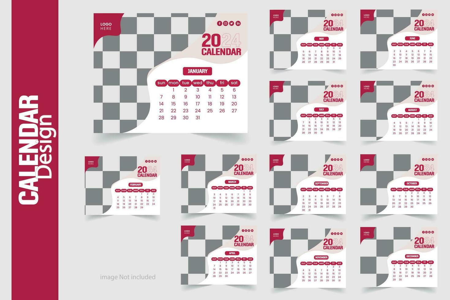 calendario diseño 2024 nuevo vector