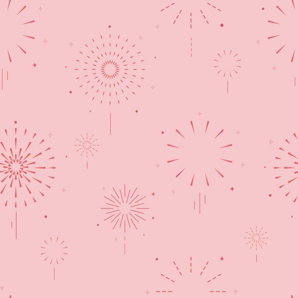 firework seamless pattern on pink background.Editable vector illustration for fabric,tile