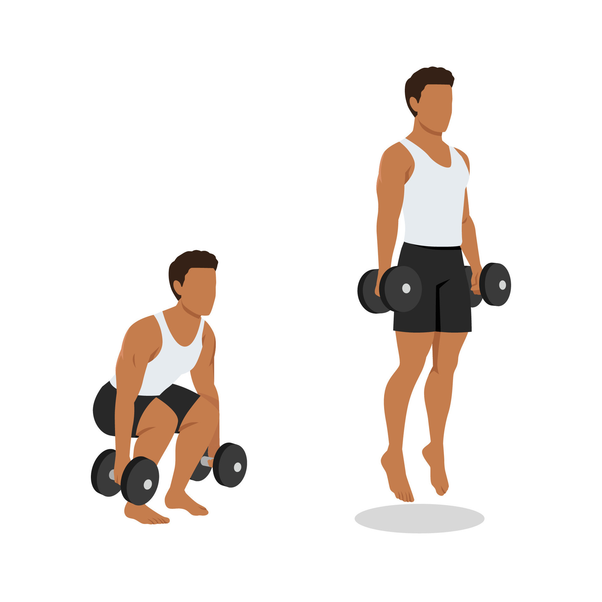 Man doing Dumbbell Jump squat exercise. 35585556 Vector Art at Vecteezy