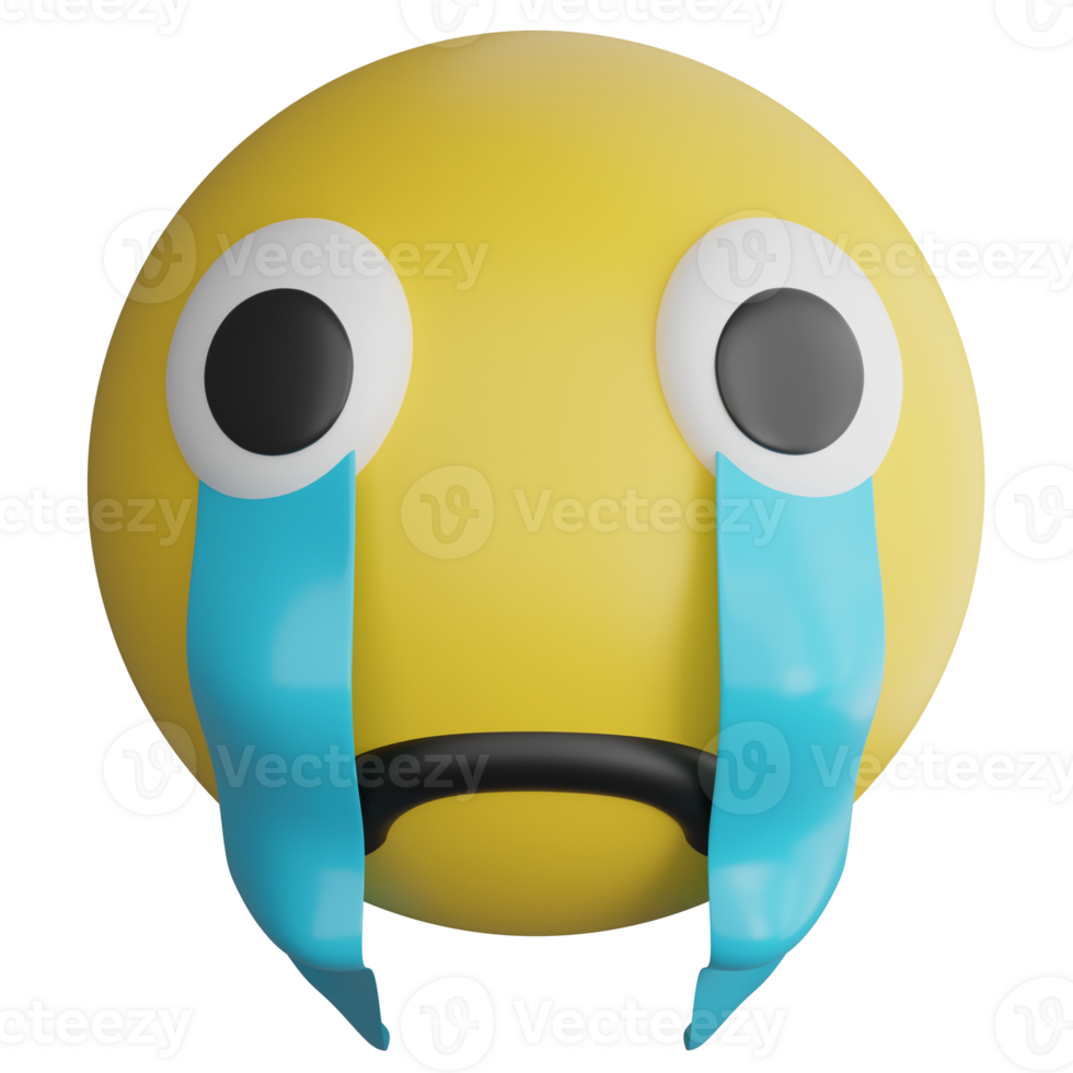 Cry emoji clipart flat design icon isolated on transparent background, 3D render emoji and emoticon concept png