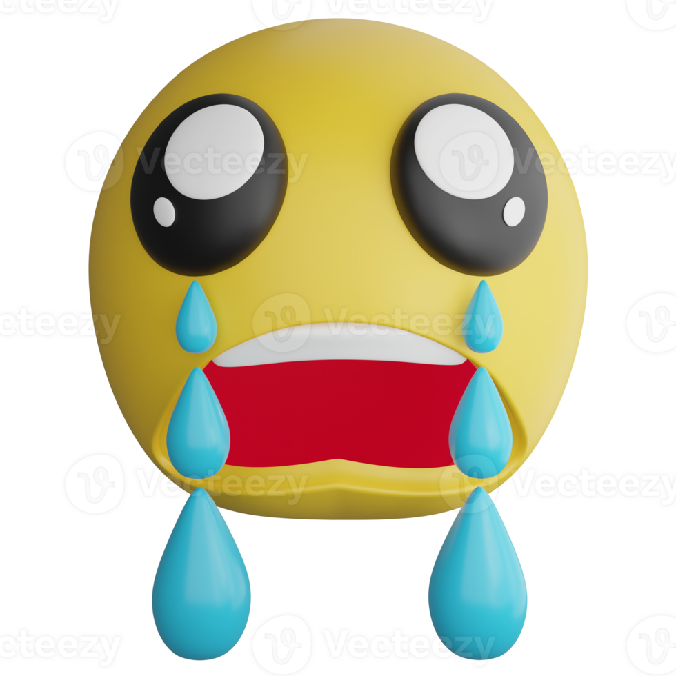 Cry emoji clipart flat design icon isolated on transparent background, 3D render emoji and emoticon concept png