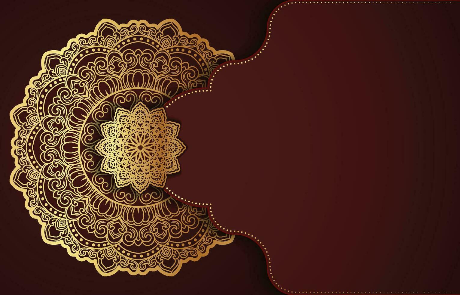 Luxury Vintage Background with Gold Floral Mandala and Maroon Color vector