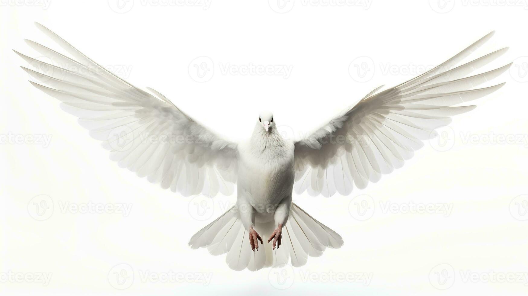 AI generated White Pigeon Isolated on the Minimalist Background. Peace, Divine, Love, Fertility Concept photo