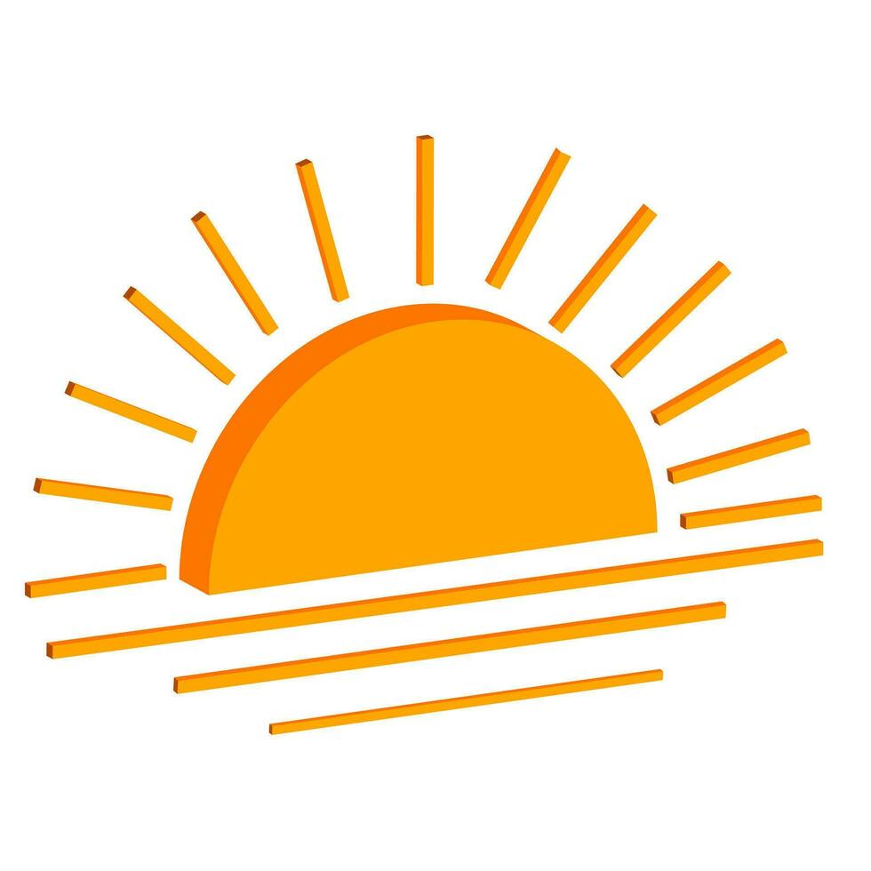 isometric rising sun icon vector