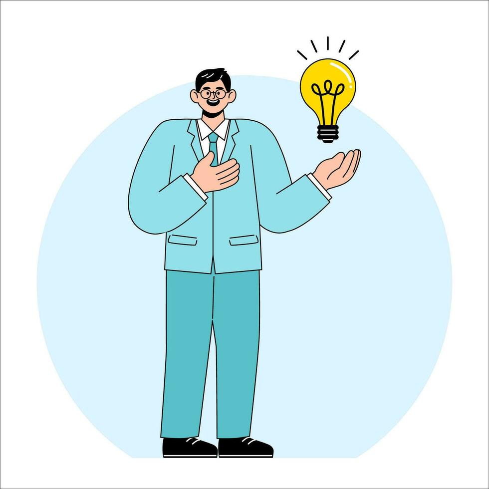 Businessman Holding a Giant Key vector