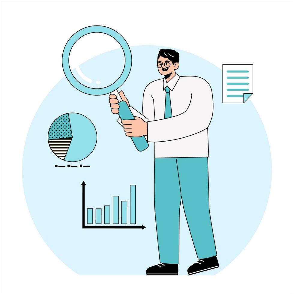 Businessman with Magnifying Glass vector