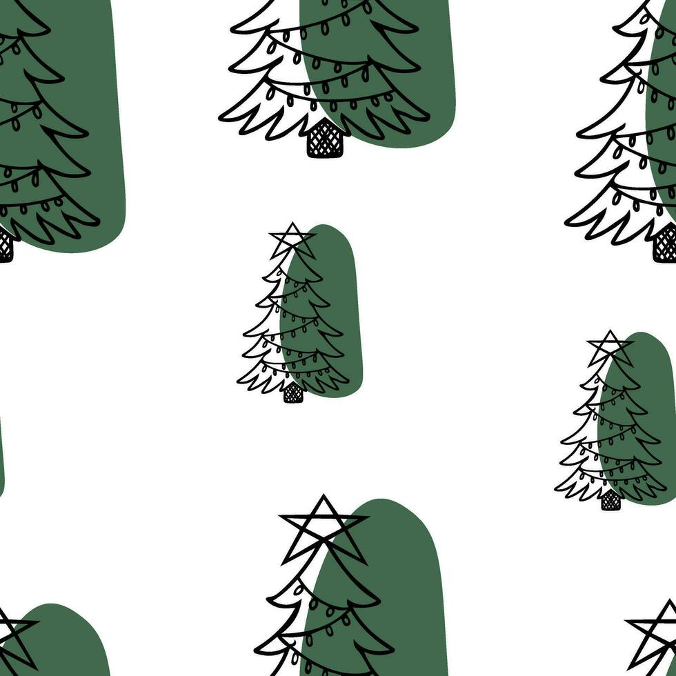 Seamless pattern Doodle Christmas tree. Doodle Christmas tree vector