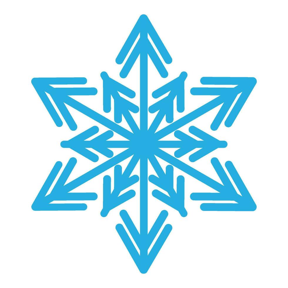 Winter Blue Freeze Snowflake Thick Line Icon vector