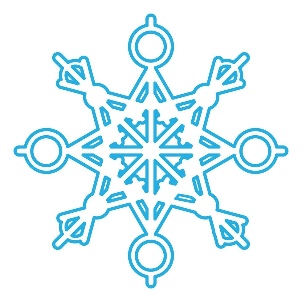 invierno azul mullido copo de nieve Delgado acariciado icono vector