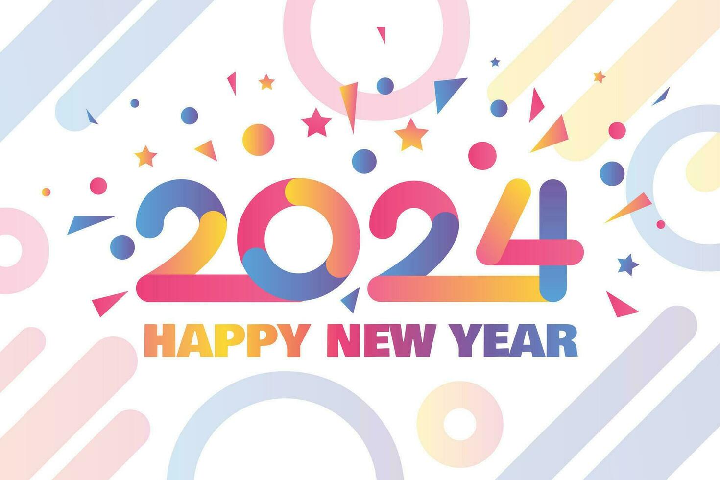 Happy 2024 New Year White Neon A4 Poster vector