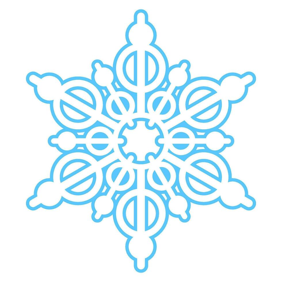 Winter Blue Fluffy Snowflake Thin Stroked Icon vector