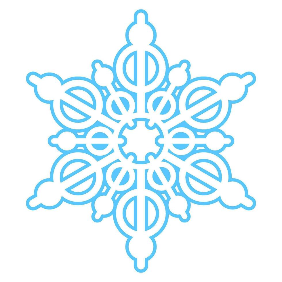 Winter Blue Fluffy Snowflake Thin Stroked Icon vector