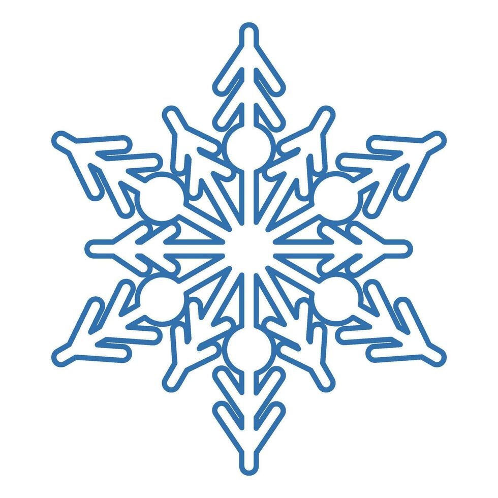 Winter Blue Fluffy Snowflake Thin Stroked Icon vector