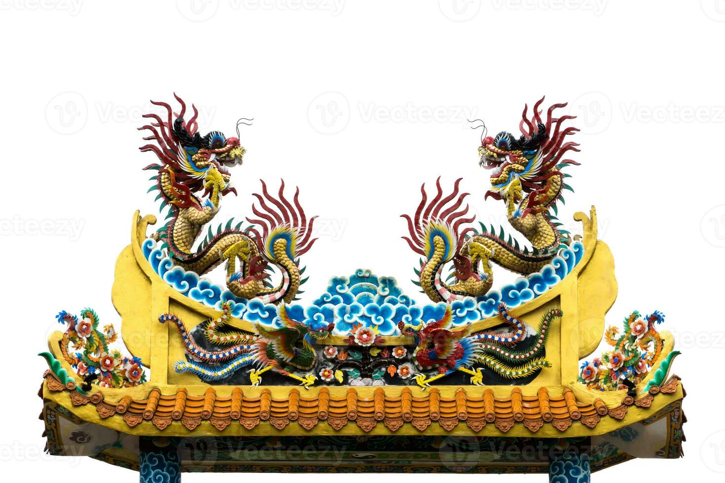 Traditional dragons at the Chinese temple, Thailand. photo